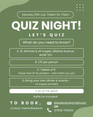 St Michael and All Angels Watford news image - Quiz Night